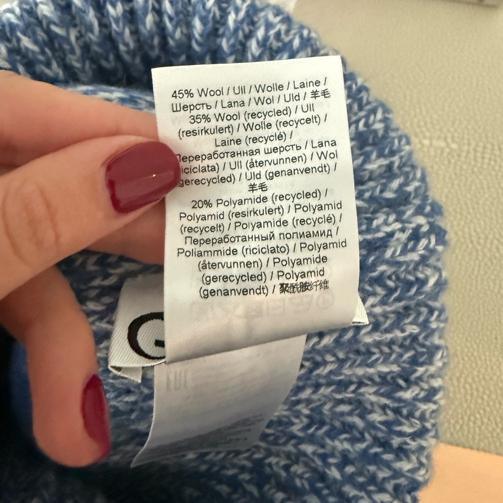 Ganni Light Blue & White Marled Knit Cuffed Beanie - Picture 3 of 4